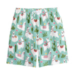 Cute Cactus And Llama Pattern Print Cotton Shorts