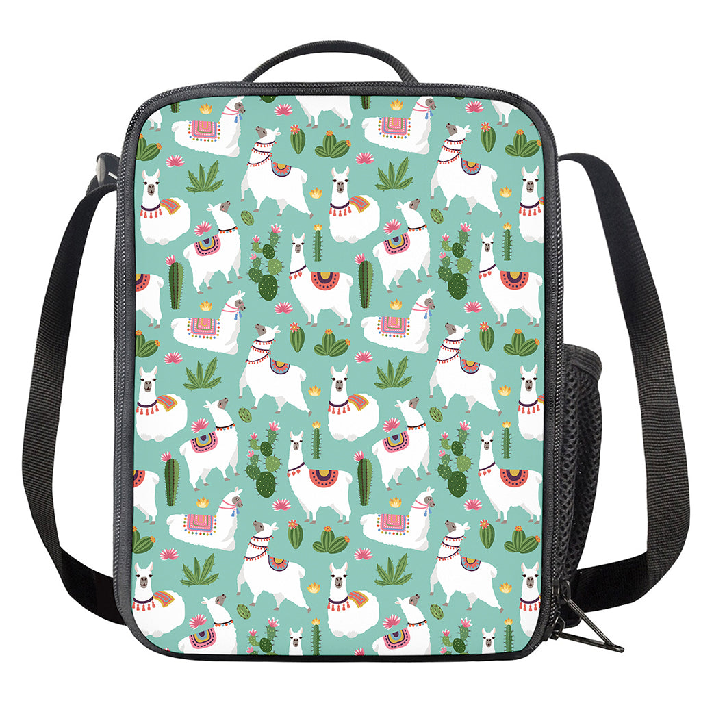 Cute Cactus And Llama Pattern Print Crossbody Lunch Bag