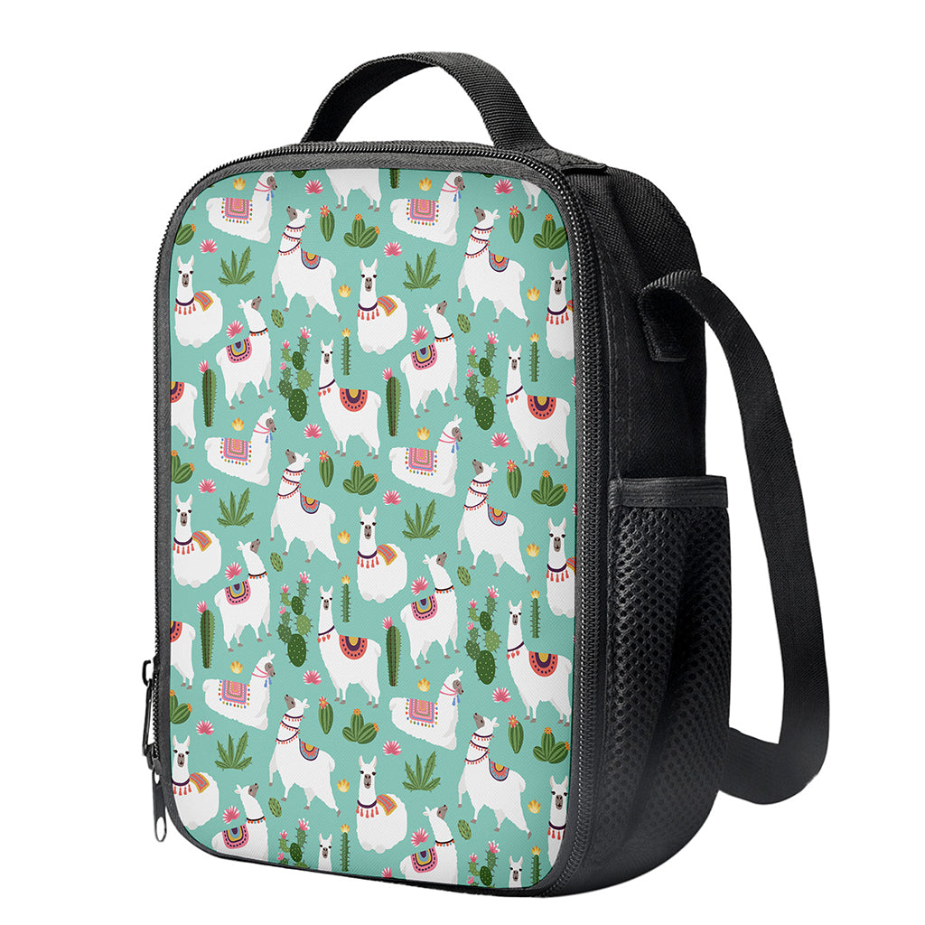 Cute Cactus And Llama Pattern Print Crossbody Lunch Bag