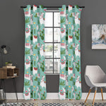 Cute Cactus And Llama Pattern Print Curtain