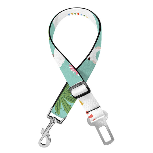 Cute Cactus And Llama Pattern Print Dog Seat Belt