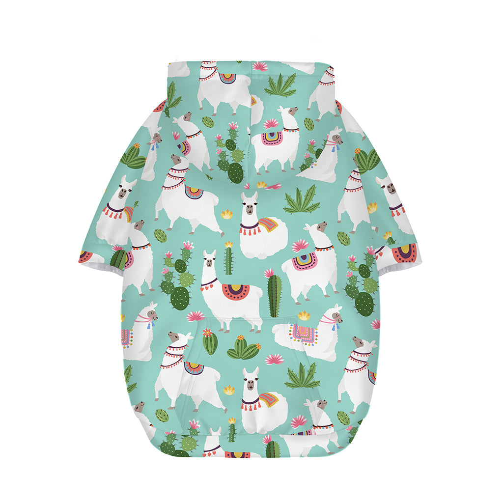 Cute Cactus And Llama Pattern Print Dog Zip Up Hoodie