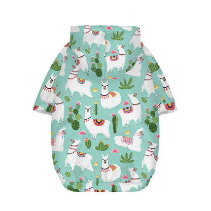 Cute Cactus And Llama Pattern Print Dog Zip Up Hoodie