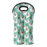 Cute Cactus And Llama Pattern Print Double Neoprene Wine Tote