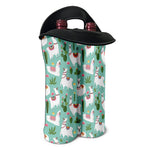 Cute Cactus And Llama Pattern Print Double Neoprene Wine Tote