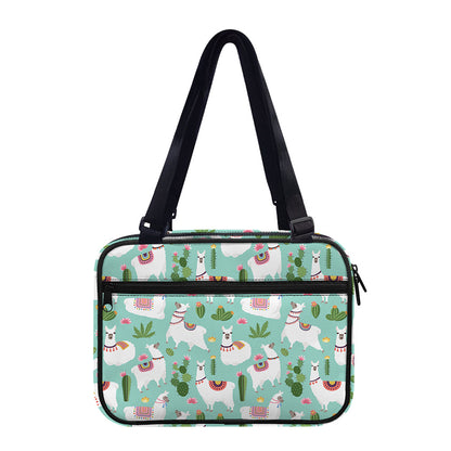 Cute Cactus And Llama Pattern Print Double Strap Bible Bag