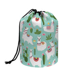 Cute Cactus And Llama Pattern Print Drawstring Makeup Bag