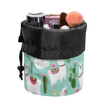 Cute Cactus And Llama Pattern Print Drawstring Makeup Bag