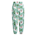 Cute Cactus And Llama Pattern Print Fleece Lined Knit Pants