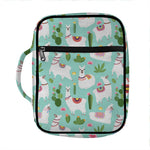 Cute Cactus And Llama Pattern Print Front Pocket Bible Bag