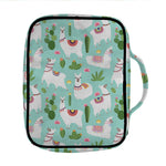 Cute Cactus And Llama Pattern Print Front Pocket Bible Bag