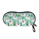 Cute Cactus And Llama Pattern Print Glasses Case