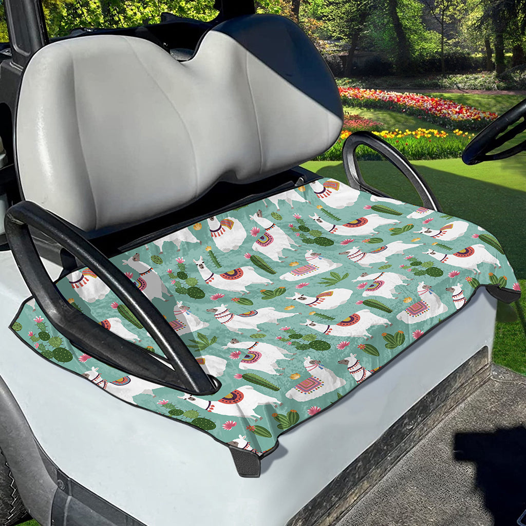 Cute Cactus And Llama Pattern Print Golf Cart Seat Cover