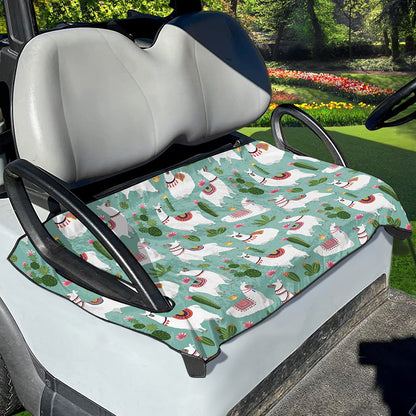 Cute Cactus And Llama Pattern Print Golf Cart Seat Cover