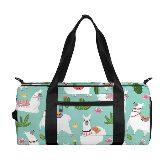 Cute Cactus And Llama Pattern Print Gym Bag