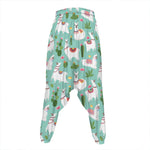 Cute Cactus And Llama Pattern Print Hammer Pants