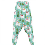 Cute Cactus And Llama Pattern Print Hammer Pants