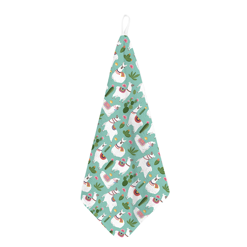 Cute Cactus And Llama Pattern Print Hand Towel