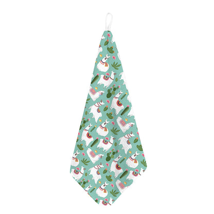 Cute Cactus And Llama Pattern Print Hand Towel