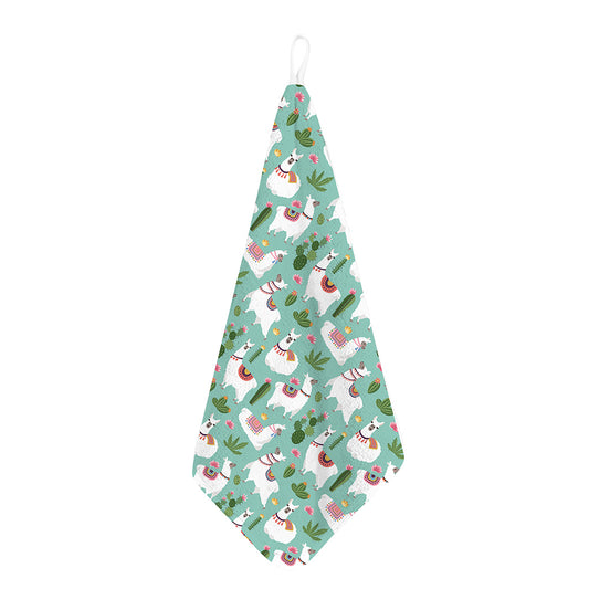 Cute Cactus And Llama Pattern Print Hand Towel