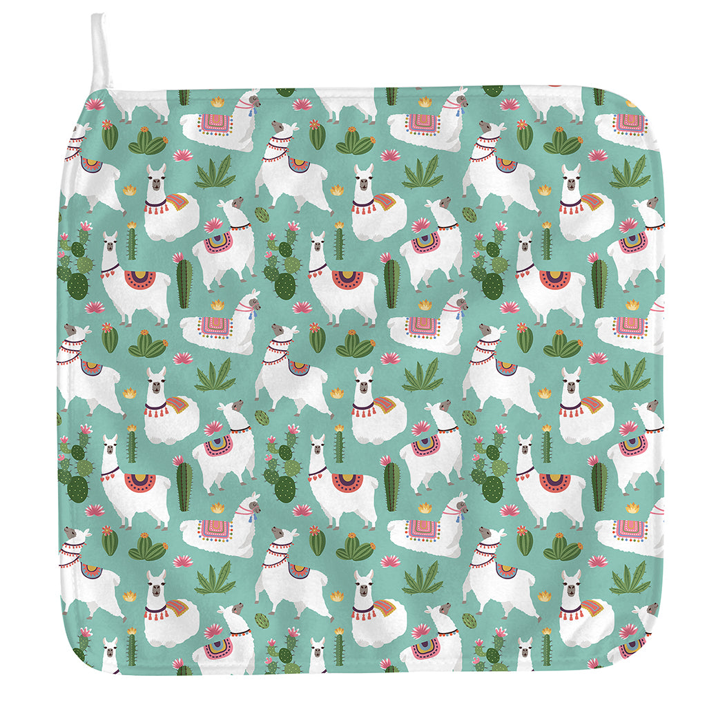 Cute Cactus And Llama Pattern Print Hand Towel