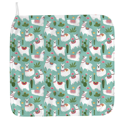Cute Cactus And Llama Pattern Print Hand Towel