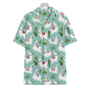 Cute Cactus And Llama Pattern Print Hawaiian Shirt