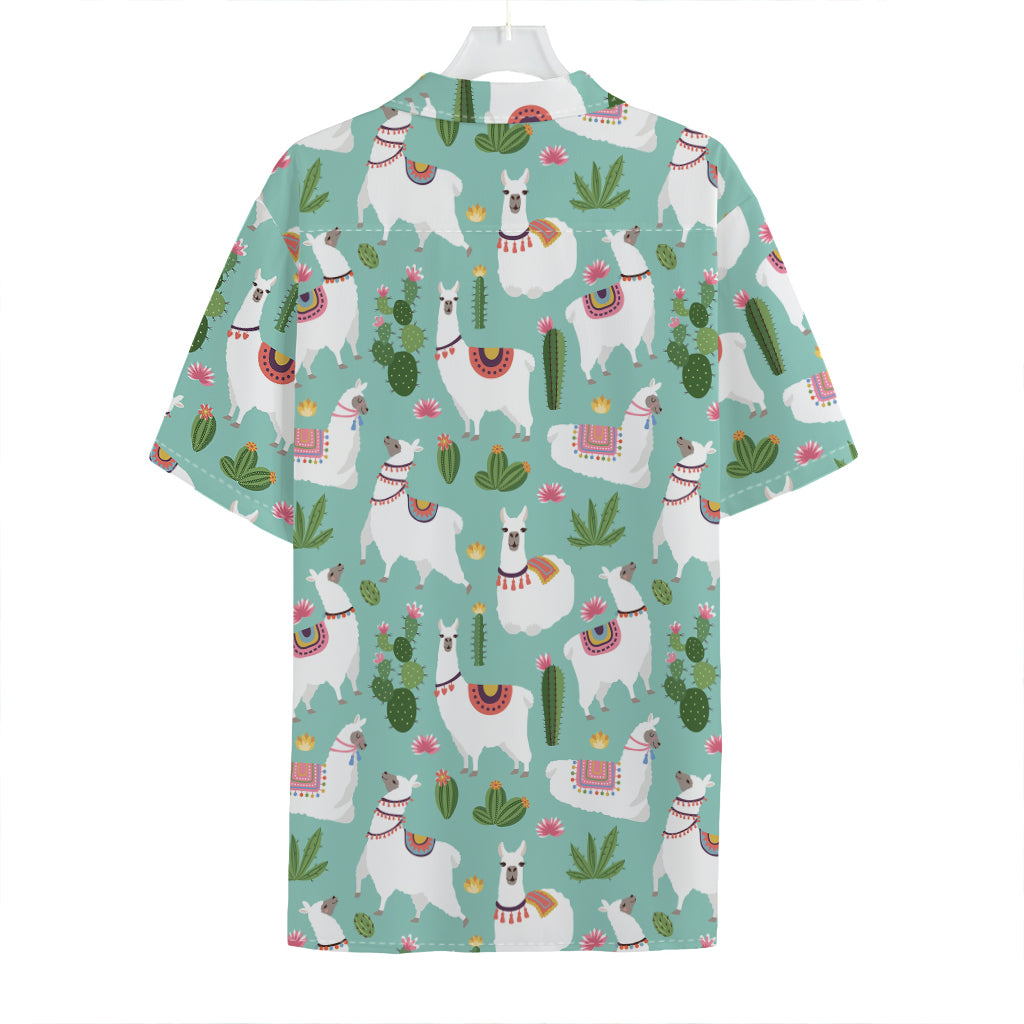 Cute Cactus And Llama Pattern Print Hawaiian Shirt