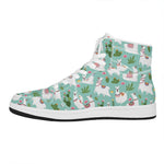 Cute Cactus And Llama Pattern Print High Top Leather Sneakers