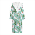 Cute Cactus And Llama Pattern Print Hooded Bathrobe
