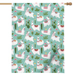 Cute Cactus And Llama Pattern Print House Flag