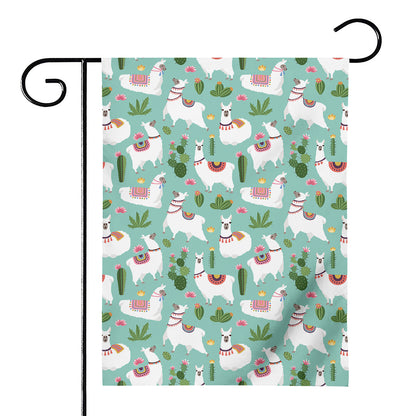Cute Cactus And Llama Pattern Print House Flag