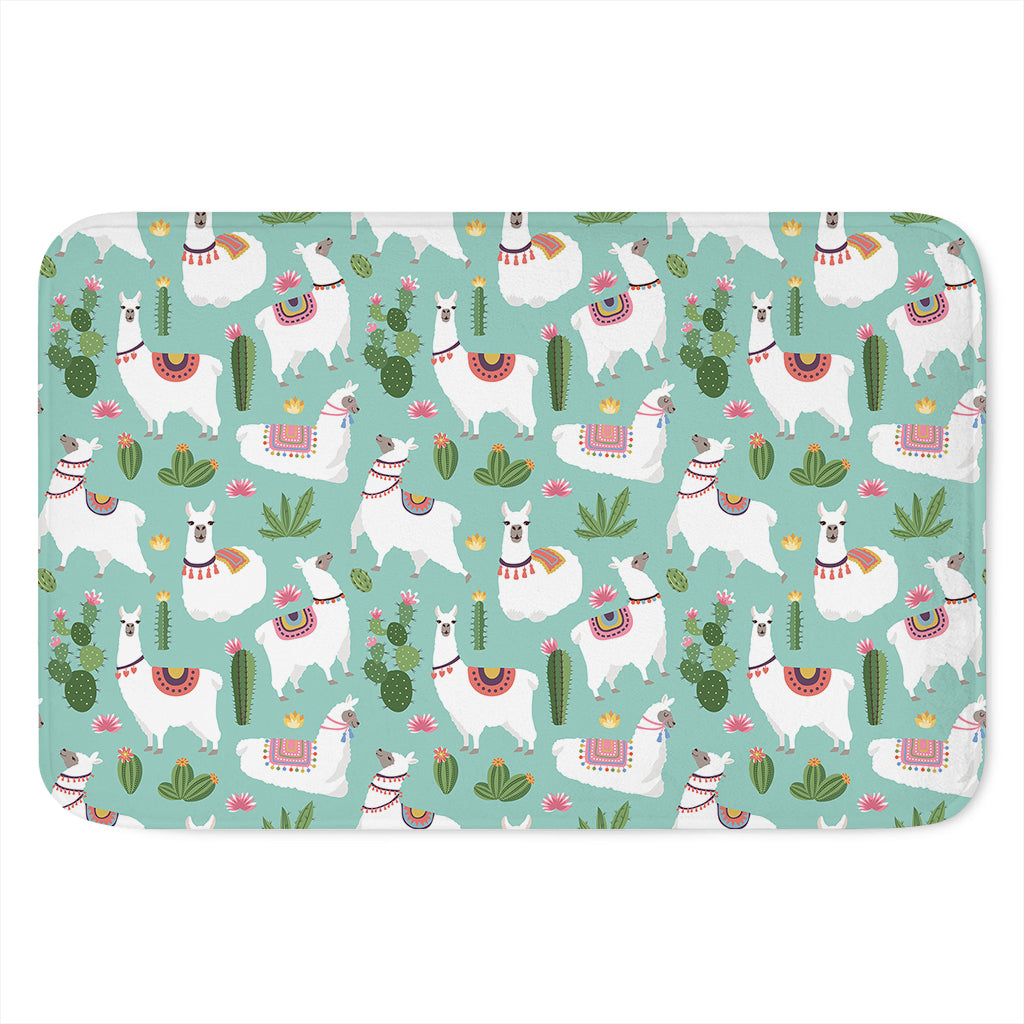 Cute Cactus And Llama Pattern Print Indoor Door Mat