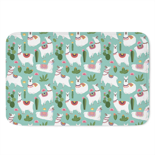 Cute Cactus And Llama Pattern Print Indoor Door Mat