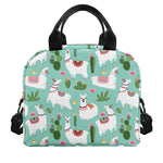 Cute Cactus And Llama Pattern Print Insulated Lunch Bag