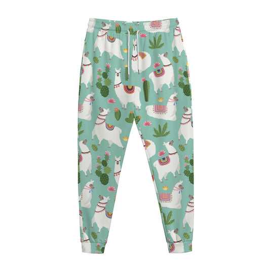 Cute Cactus And Llama Pattern Print Jogger Pants