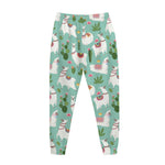 Cute Cactus And Llama Pattern Print Jogger Pants