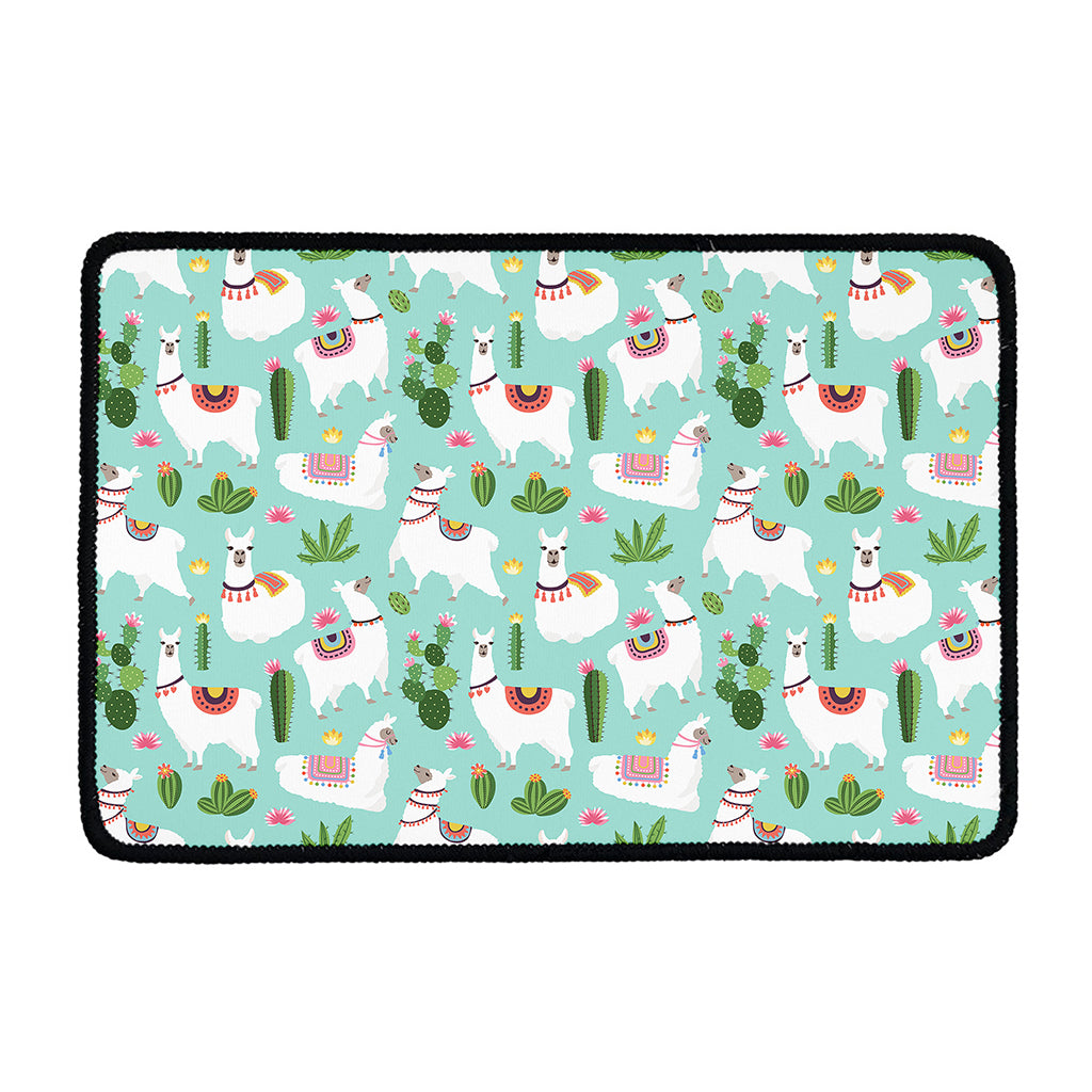 Cute Cactus And Llama Pattern Print Kitchen Mat