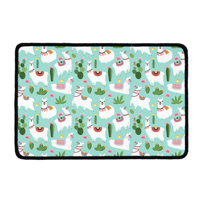Cute Cactus And Llama Pattern Print Kitchen Mat