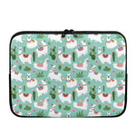 Cute Cactus And Llama Pattern Print Laptop Sleeve