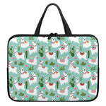 Cute Cactus And Llama Pattern Print Laptop Sleeve With Handle