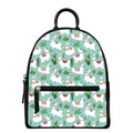 Cute Cactus And Llama Pattern Print Leather Backpack