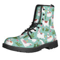 Cute Cactus And Llama Pattern Print Lace-Up Boots