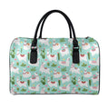 Cute Cactus And Llama Pattern Print Leather Duffel Bag