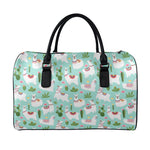 Cute Cactus And Llama Pattern Print Leather Duffle Bag