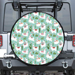 Cute Cactus And Llama Pattern Print Leather Spare Tire Cover