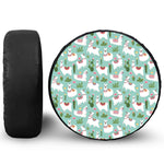 Cute Cactus And Llama Pattern Print Leather Spare Tire Cover