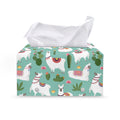 Cute Cactus And Llama Pattern Print Leather Tissue Box Cover