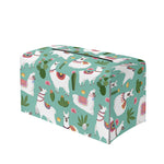 Cute Cactus And Llama Pattern Print Leather Tissue Box Cover
