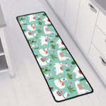Cute Cactus And Llama Pattern Print Long Kitchen Mat